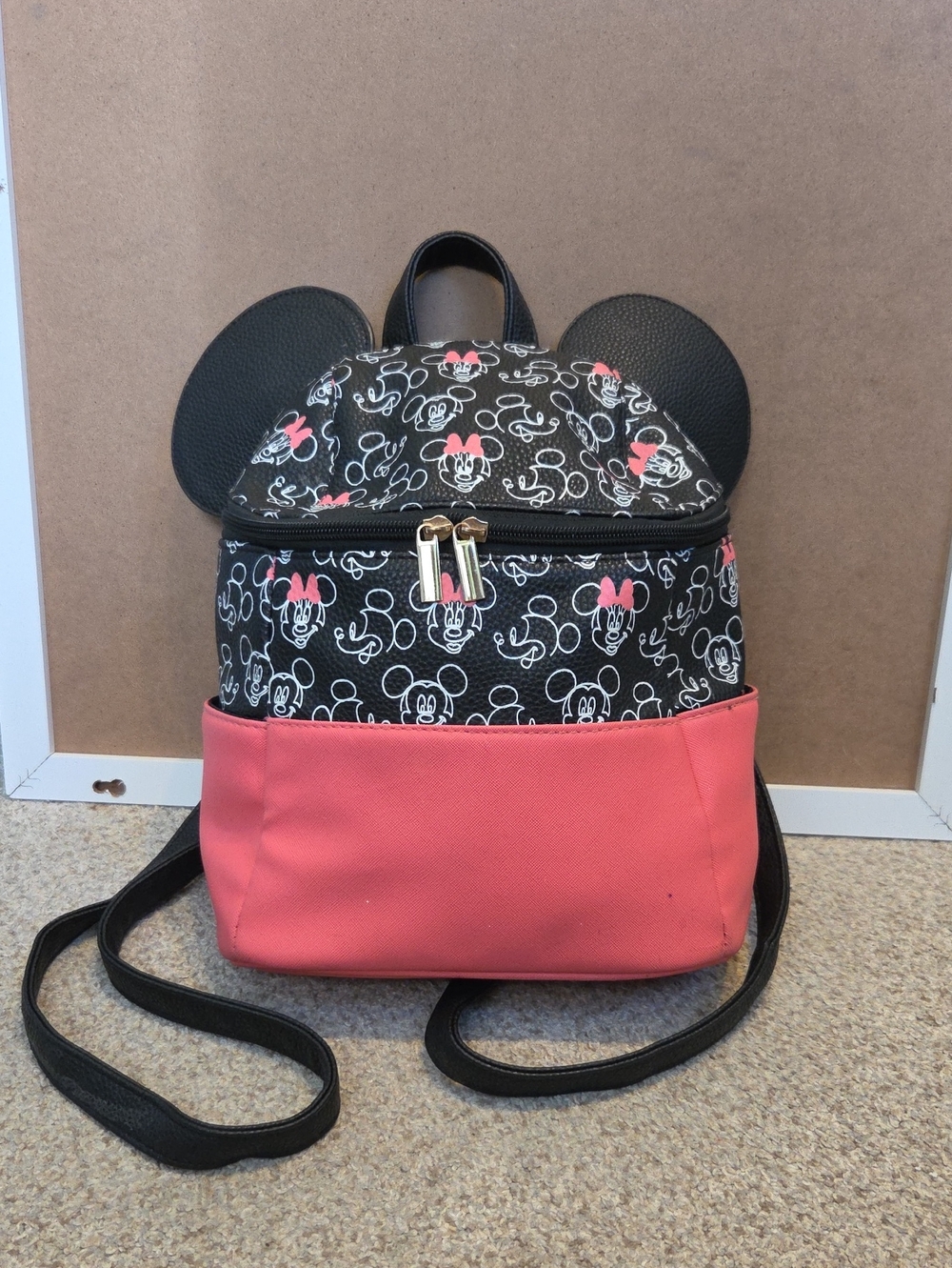 Disney Minnie Mouse Black & Coral Mini Backpack Purse